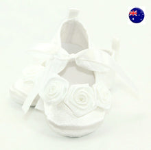 NEW Baby Shower Girls Kids Christening Ballet White Lace Flower Dress Gem Shoes