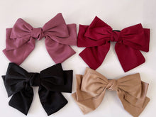 Women Girl 3 Layers Satin Silky Feel Ribbon Big Bow Hair Head Barrette Clip
