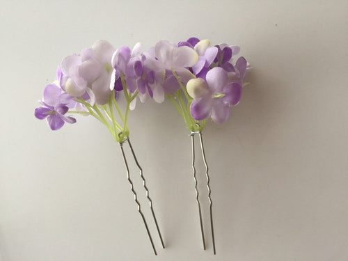 2X Women Girl Dance Wedding Bride Bridemaid Party Flower hair U Bobby Pin PROP PURPLE