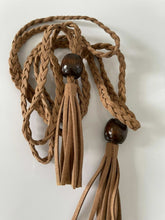Women Lady Bohemian Boho Braid Long Suede leather Tassel Waist Belt Band Tie Brown