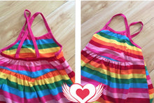 Baby Girl kids Children Rainbow Multi-colored Striped cotton Summer Strap Dress
