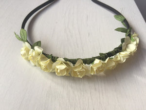 Women Girls baby Flower Fairy Boho Floral Wedding hair headband band hoop PROP Creamy White