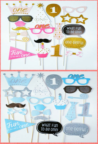 Boy Or Girl Baby 1st 1 Year Old Birthday Party Photograph Booth selfie Prop Game