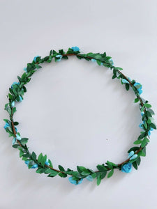 Women Girl Flower Fairy Boho Bridal Simple Beach Tiara Crown hair headband Garland Blue