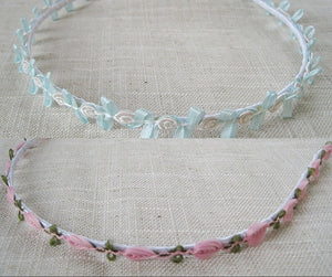 Women Girls Flower Fairy Bohemian Floral Lace Ribbon Sweet hair headband Hoop