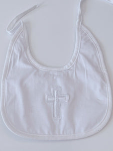 Baby Shower Girls Boys White Christening Outfits Match Cross Bib Burp Apron