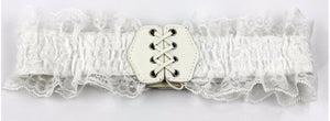 Women Lady Lace Buckle Ruffle Frilly Elastic Stretchy Dress Waist Belt Band G016 White