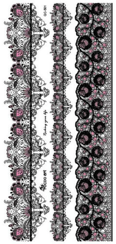 Bow Key Water Transfer Body Arm Thigh Fake garter Temporary Tattoo Sticker paper Sexy Rose Pink Black Lace