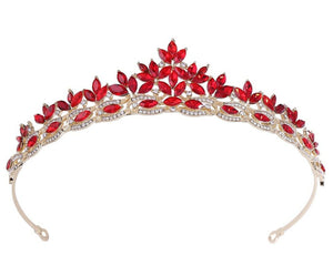 Women Bride Girl Party Blue Or Red Crystal Princess hair headband Tiara Crown