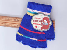 Girls Boys Kids Party Warm Knit Half Fingerless Ski Dance SHORT Gloves Mittens