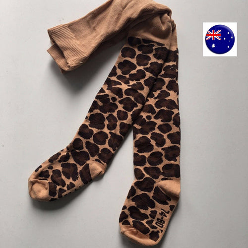 Girls Baby Kids leopard animal Bottoms Pants Tights Stocking 1-6 years Light beige Leopard tights