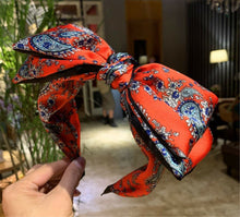 Women Girl Retro 70' 80' boho Bow Paisley Hair Band Headband Wide Wrap Hoop