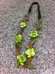 Women Girl Flower Fairy Bohemian Braid Beach Tiara Crown Suede hair headband