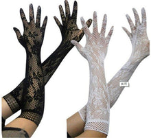 Women Girl 70' 80' Long Net Fishnet Mesh Wrist Arm Dance disco Party Gloves