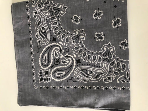 Women Lady Girl Retro Cotton Paisley BOHO Bandana Hair Headband Scarf Wrap Grey