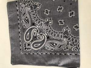 Women Lady Girl Retro Cotton Paisley BOHO Bandana Hair Headband Scarf Wrap Grey