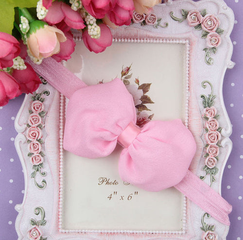 Baby Kids Children Girls Christening Shower Bow Chiffon Lace Hair Head band Light Pink
