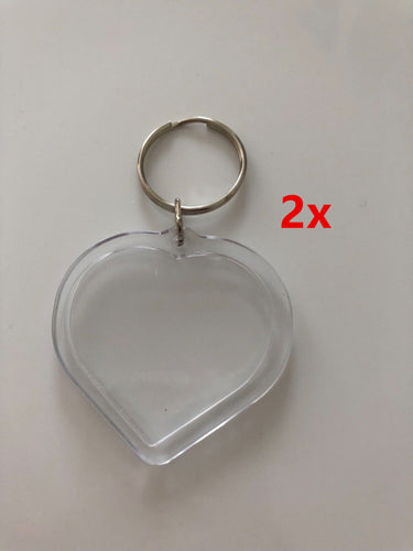 2x Small Plastic Photo Frame Name Tag Key Ring Key chain Holder Novelty Gift 2x Heart Shape