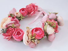 Women Bohemian Rose Bud Flower Leaf Crown hair headband Garland Photogragh Tiara