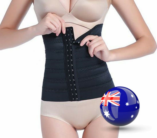 AU Women Shape WAIST TRAINER Training Tummy Corset Slimming Shaper Shapewear BLACK