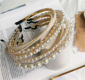 Women Girl layers Elegant Pearl Beads Hair Head Band Headband Party Tiara Hoop