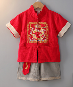 Kids Boy Girl Chinese New Year Asian Red Traditional HAN TANG Costume outfit