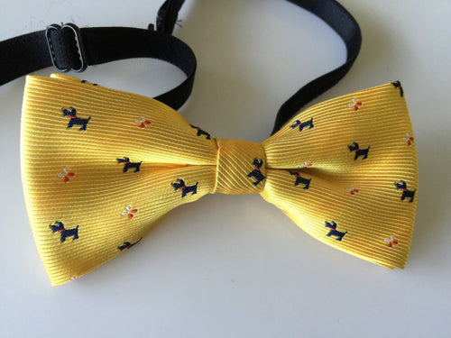 1x Boys Kids Children Party Wedding Dance Silk bow tie Necktie bowtie Gold Base Puppy Dog