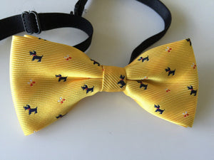 1x Boys Kids Children Party Wedding Dance Silk bow tie Necktie bowtie Gold Base Puppy Dog