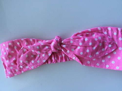 Girl Kids baby Bunny bow dots print cotton Stretchy Party Hair head band Prop LIGHT PINK DOTS POLKA