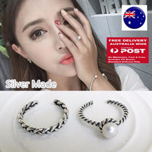 Women Lady Girl 925 Silver Braided or Pearl Open Adjustable Ring band Gift her