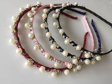 Women Girls Retro Pearl Bride Crystal Bling princess party hair head band Hoop