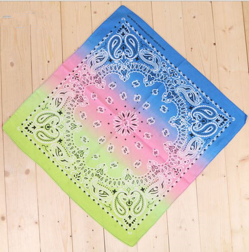 Women Girl Retro Rainbow Colorful Paisley Cotton Bandana Hair Headband Wrap Light Colorful