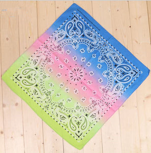 Women Girl Retro Rainbow Colorful Paisley Cotton Bandana Hair Headband Wrap Light Colorful