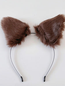 Women Children Fluffy Fur Cat Kitty fox animal Costume Ear Party Hair head band
