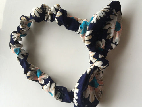 Women Girl Retro Boho Wire Bow Bunny Sweet Daisy Flower Hair head band headband Navy White Daisy headband