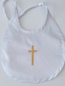 Baby Shower Girls Boys White Christening Outfits Match Cross Bib Burp Apron