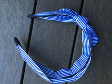 Women lady Girls Retro 70' 80' Sweet Stripe bow Wide hair headband Hoop Band blue stripe headband