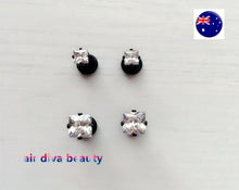 Man Women black bling Crystal Rhinestone Surgical Piercing studs Cubic Earrings
