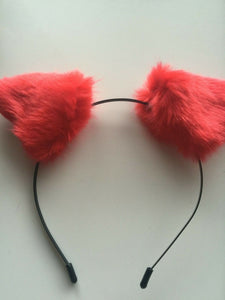 Women Lady Kids Fluffy Fancy Cat Kitty fox Costume Ear Party Hair head band Prop