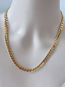 6mm Men Women Hiphop 18K Gold Plated Classic Flat Link Curb Chain Necklace