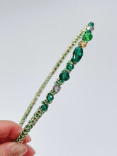 1x Women Girl Lady Colorful Crystal Beads Rhinestone Look Headband Hair Band Green