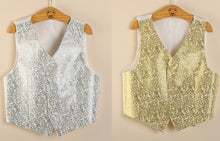 Kid Boy Children dance Party Show Costume Gold or silver formal Vest Waistcoat