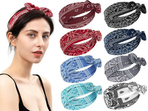 Women Soft Comfy Bow Bowknot Paisley Retro Hairband Head Band Headband Bandana