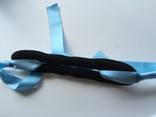Girl Women school ribbon bow Dance Pro Bun Ball stick ponytail holder hair band Light Blue