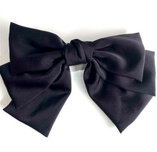 Women Girl 3 Layers Satin Silky Feel Ribbon Big Bow Hair Head Barrette Clip