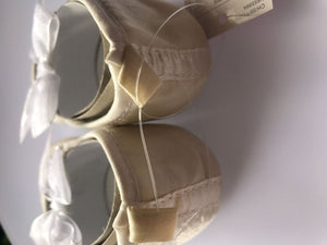 Baby Shower Girl Children Kid Christening Ballet Beige Creamy White Satin Shoes