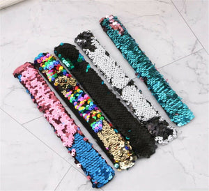 Mermaid Sequins Sequined Shine Dance Party Wrist Slap Bracelet hair band cuff