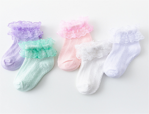 Kids Children baby Girls Summer Lace Frilly Ruffle Formal Dress short Socks 0-9y