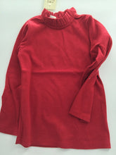 Girl Kids Ruffle Neck Red Long Sleeves Cotton Mix T shirt Tee Tops underwear