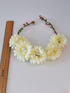 Women Daisy Flower Leaf Boho Party Wedding Beach Crown hair headband Garland